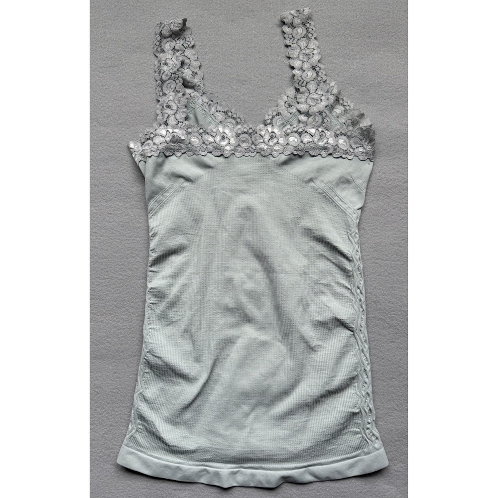 M. Rena Lace Y2K Cami Women's One Size Soft Green Slimming Side Ruching Lace - Picture 2 of 11